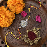 Vriksham Rakshabandhan Oxidized Sliver Golden Shade Flower Rakhi-RB158